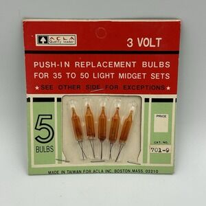 VTG NIP 3 Volt Beacon 5 Pushin Replacement Bulbs for Christmas Midget Sets 701-9